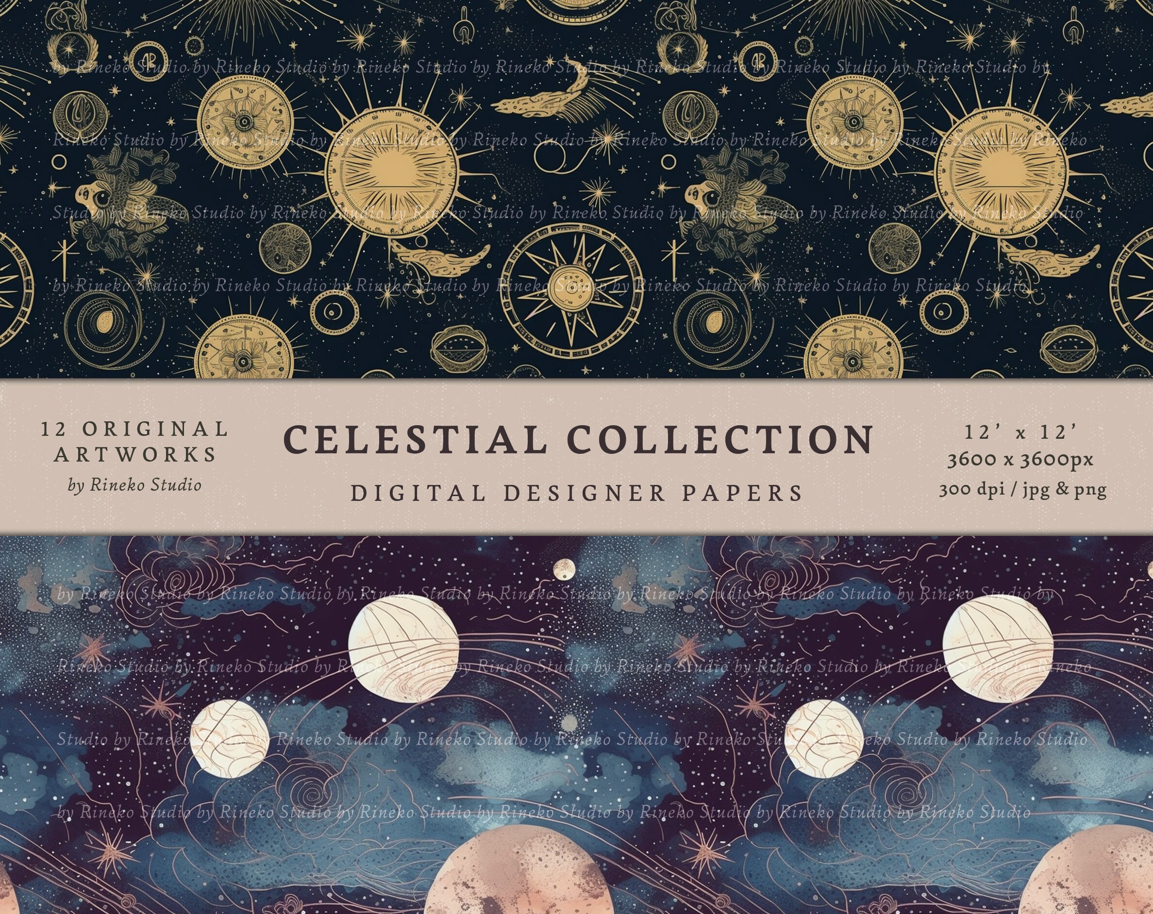 Celestial Digital Paper Pack – Seamless Galaxy Patterns (digital ...