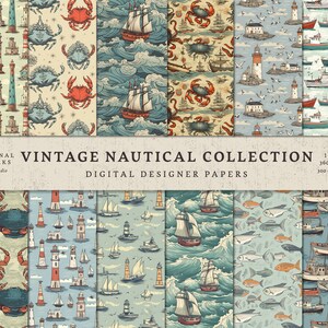 Paquete de papel digital de astronomía náutica vintage - 12 diseños - Uso comercial - DESCARGA INSTANTE - Patrones sin fisuras