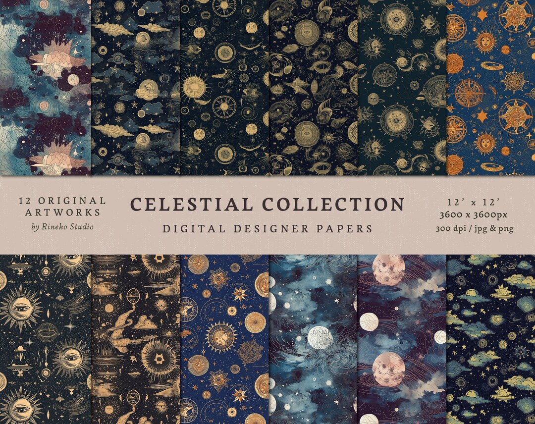 Celestial Digital Paper Pack – Seamless Galaxy Patterns (digital ...