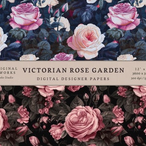 Old Victorian Rose Garden - Digital Paper Pack - 12 Designs ...