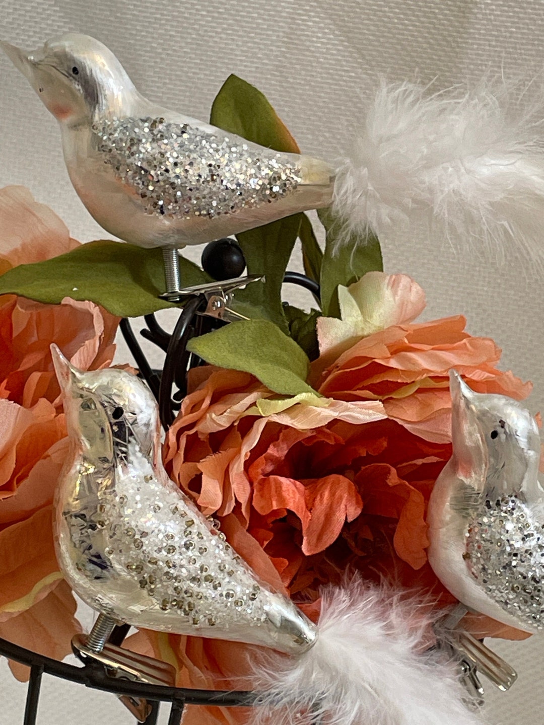 Handcrafted Blown Glass Clipon Bird Ornament Etsy