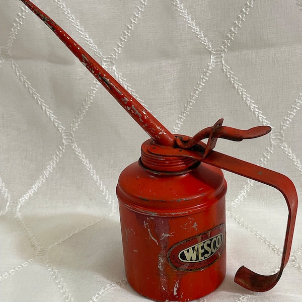 Vtg Wesco Oil Can/Pourer With Trigger Pump