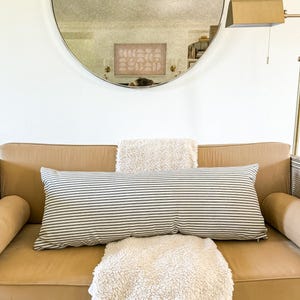 Ticking Stripe Pillow Cover Black and Cream Lumbar Pillow Cover Square