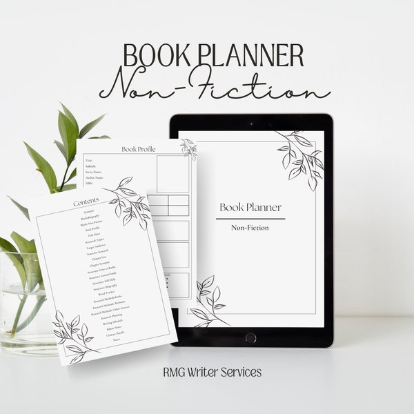 Minimalist Non-Fiction Book Planner |  Planner for authors and writers | Book planner | Digital planner| Author Planner