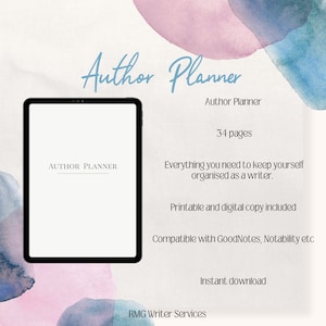 Author Planner |  Planner for authors and writers | Writer planner | Digital planner|