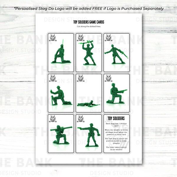 Personalised Toy Soldiers Stag Do/Stag Party/ Bachelor Party Game Cards and Instructions