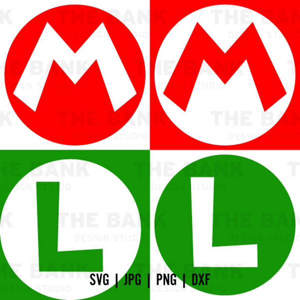 INSTANT DOWNLOAD Mario and Luigi svg, jpeg, dxf and png for t-shirts, mugs etc cricut