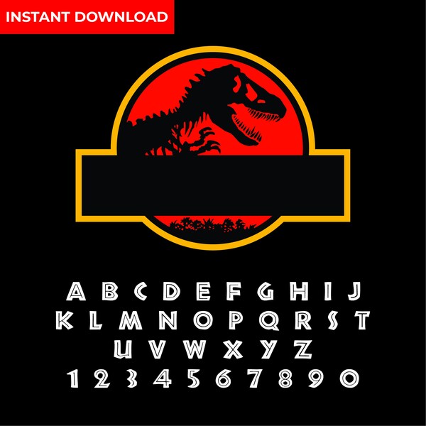 INSTANT DOWNLOAD DIY Jurassic Logo and Font svg, dxf, jpg and png file