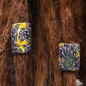 2 Gelbe Dreadlockperlen Dreadschmuck Set Perle Rasta Schmuck Perlen Set Boho Dreadperlen Geschenk Hippie Dread Perlen Dreadlockschmuck Set