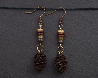 Forest jewelry earrings alder natural jewelry gift wooden pendant boho jewelry forest earrings hippie nature jewelry earrings light