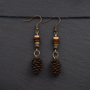 Forest jewelry earrings alder natural jewelry gift wooden pendant boho jewelry forest earrings hippie nature jewelry earrings light