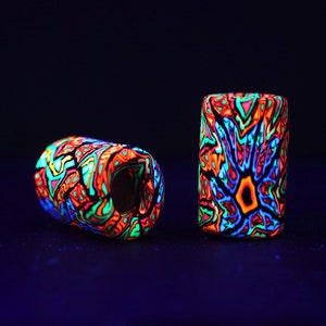 Set of 2 dreadlock beads UV active luminous dread jewelry rasta beads UV jewelry dreadlock jewelry beads hippie jewelry beads boho UV set