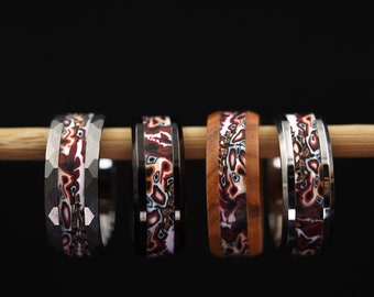 Olivenholz Ring Edelstahl Geschenk Ring Schmuck Boho Hippie Ring leicht Holz Ring Schmuck Männer Verlobungsring Holzschmuck Ehe Ring Schwarz