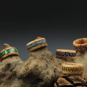 Olive Wood Dreadlockjewelry with Polymer Clay | Dreadring | Hippie Ring | Nature Ring | Nature Jewelry  | Boho Jewelry | Fimonacci ring