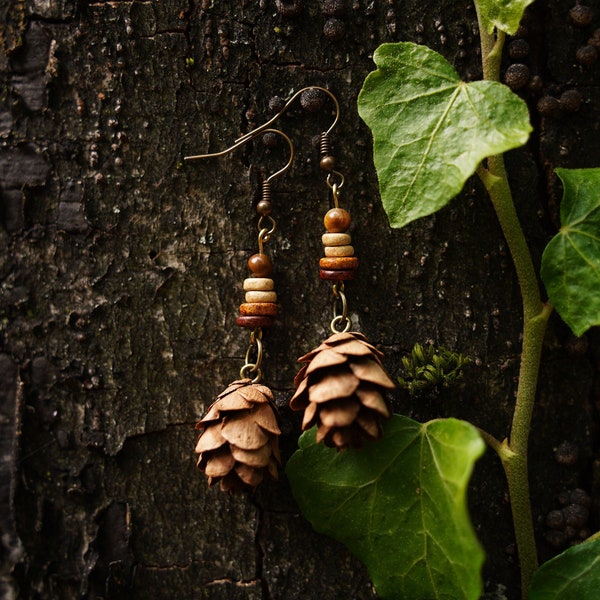 Waldschmuck Ohrringe Naturschmuck Geschenk Holzschmuck Ohrringpaar Boho Schmuck Wald Ohrringe Hippie Naturschmuck Ohrringe leicht Natur Set