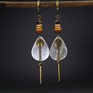 Muschel Ohrringe Hell Muschelscheiben Ohrhänger Boho Naturschmuck Tropfen Ohrringe Muschelschmuck Leichte Ohrringe Hippie Schmuck Statement