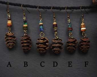 Sequoia cone earrings wood gift earrings nature jewellery cone earrings forest jewelry boho earrings tree earrings ethno earrings jewellery