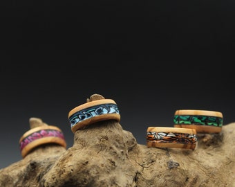Olive Wood Dreadlockjewelry with Polymer Clay | Dreadring | Hippie Ring | Nature Ring | Nature Jewelry  | Boho Jewelry | Fimonacci ring