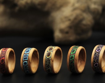 Olive Wood Dreadlockjewelry with Polymer Clay | Dreadring | Hippie Ring | Nature Ring | Nature Jewelry  | Boho Jewelry | Fimonacci ring