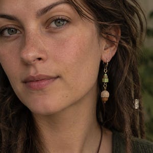 Wooden earrings acorn jewelry hippie autumn jewelry nature earrings wood boho jewelry earrings wood forest jewellery ethno earrings jewelry
