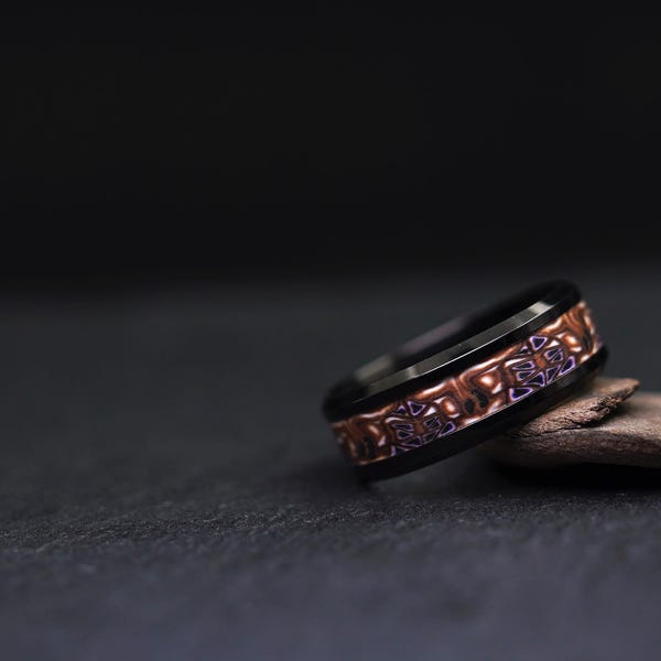 Olive Wood Ring Stainless Steel Gift Ring Jewelry Boho Hippie Ring Light Wood Ring Jewelry Men Engagement Ring Wooden Jewelry Marriage Ring Black