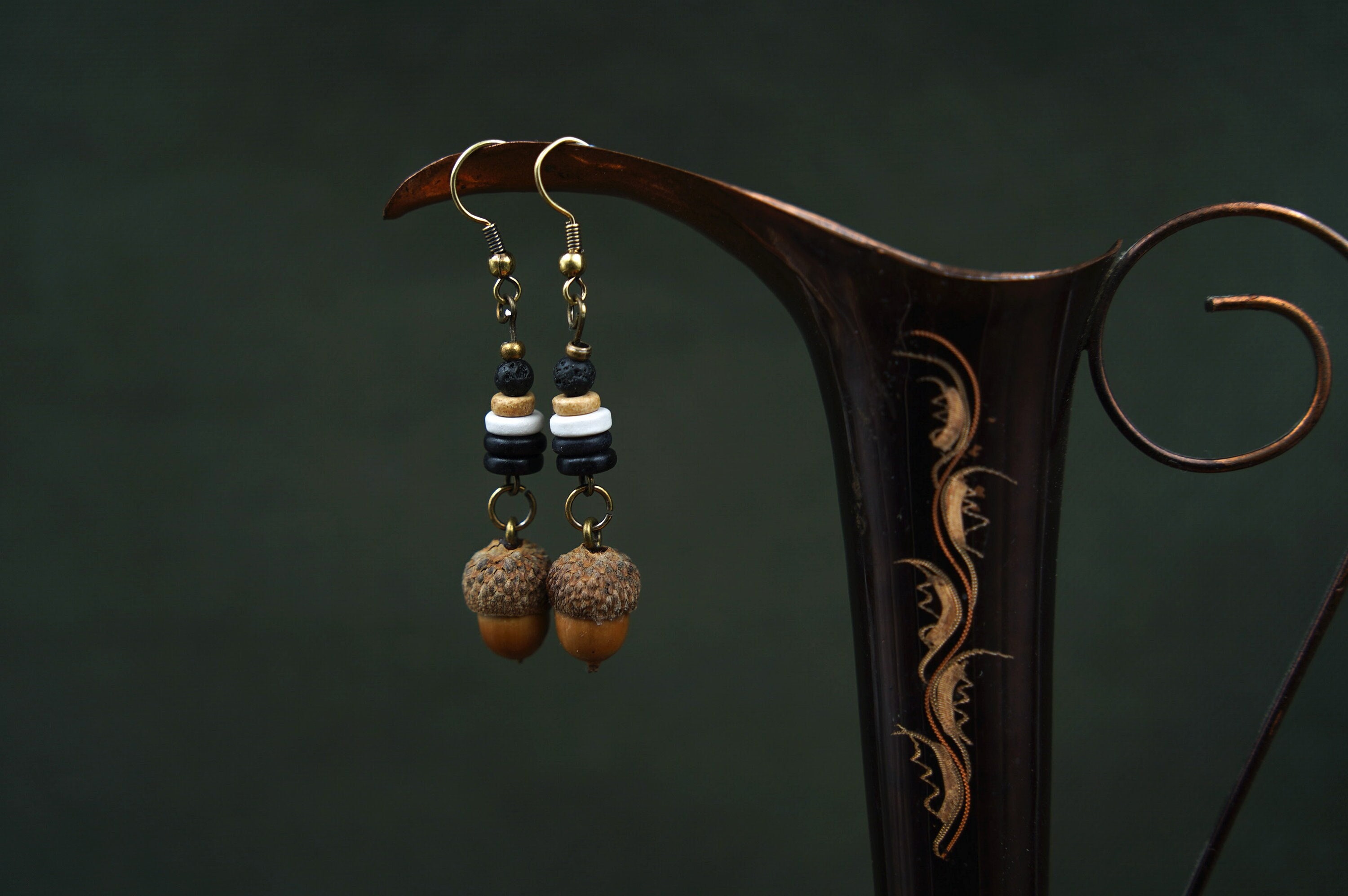 Acorn earrings wooden jewelry Boho gift Natural jewelry Wooden earrings Boho jewelry Wood earrings Dread jewelry Ethnic earrings Forest jewelry
