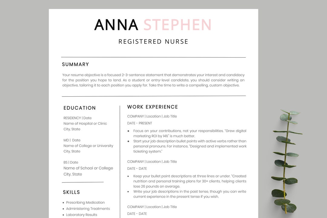 Nurse Resume | Registered Nurse Resume | Nurse CV Template | Nurse ...