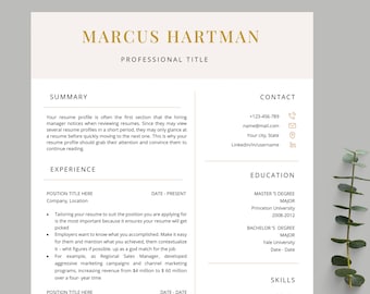 Resume Template | Resume Template Word|  Cover Letter and References Template | Professional Resume | CV Template