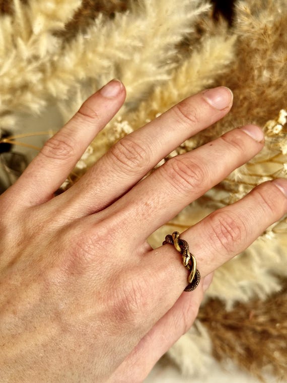 Adjustable Gothic Brass Snake Ring – Twisted Serp… - image 5
