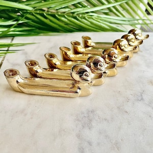 Vintage French Set of 6 Gilded Duck Cutlery Rests — Knife Holders with Place Card Slots, Marked Privilege
