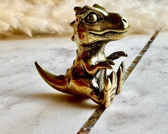 6 Messing-Dinosaurier-Figuren – Mini-Statuen Für Schreibtisch & Deko, Verschiedene Arten, Handgefertigte Retro-Ornamente