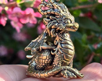 Miniature Brass Baby Dragon Figurine: Fantasy Collectible