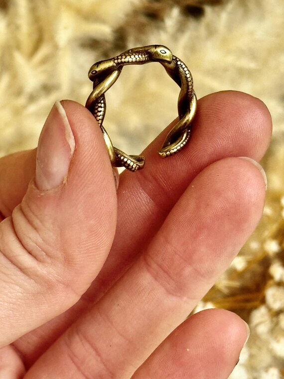Adjustable Gothic Brass Snake Ring – Twisted Serp… - image 8