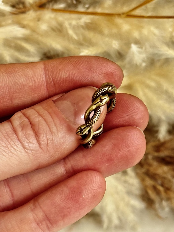Adjustable Gothic Brass Snake Ring – Twisted Serp… - image 1
