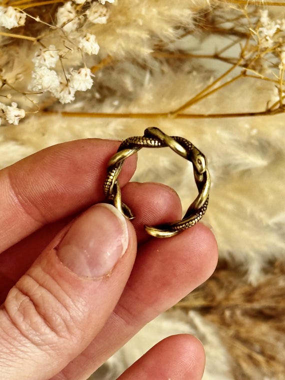 Adjustable Gothic Brass Snake Ring – Twisted Serp… - image 3