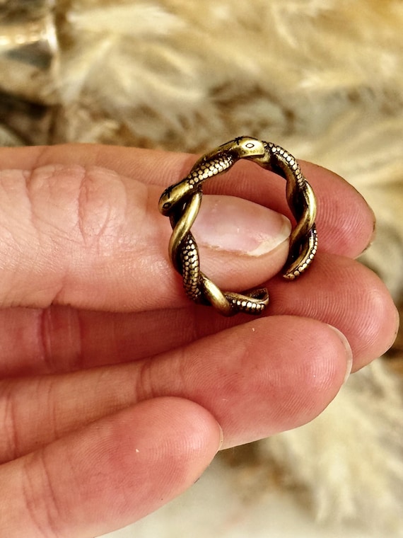 Adjustable Gothic Brass Snake Ring – Twisted Serp… - image 7
