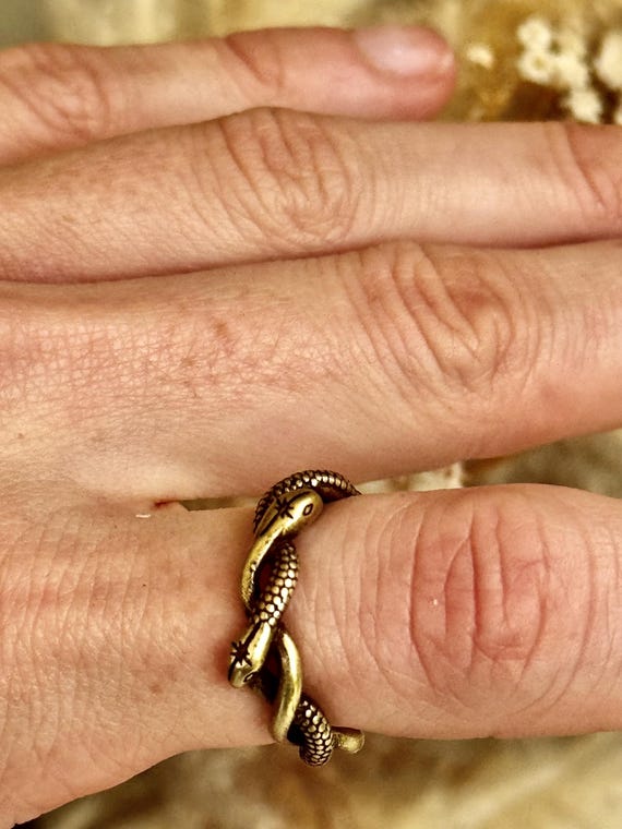 Adjustable Gothic Brass Snake Ring – Twisted Serp… - image 9