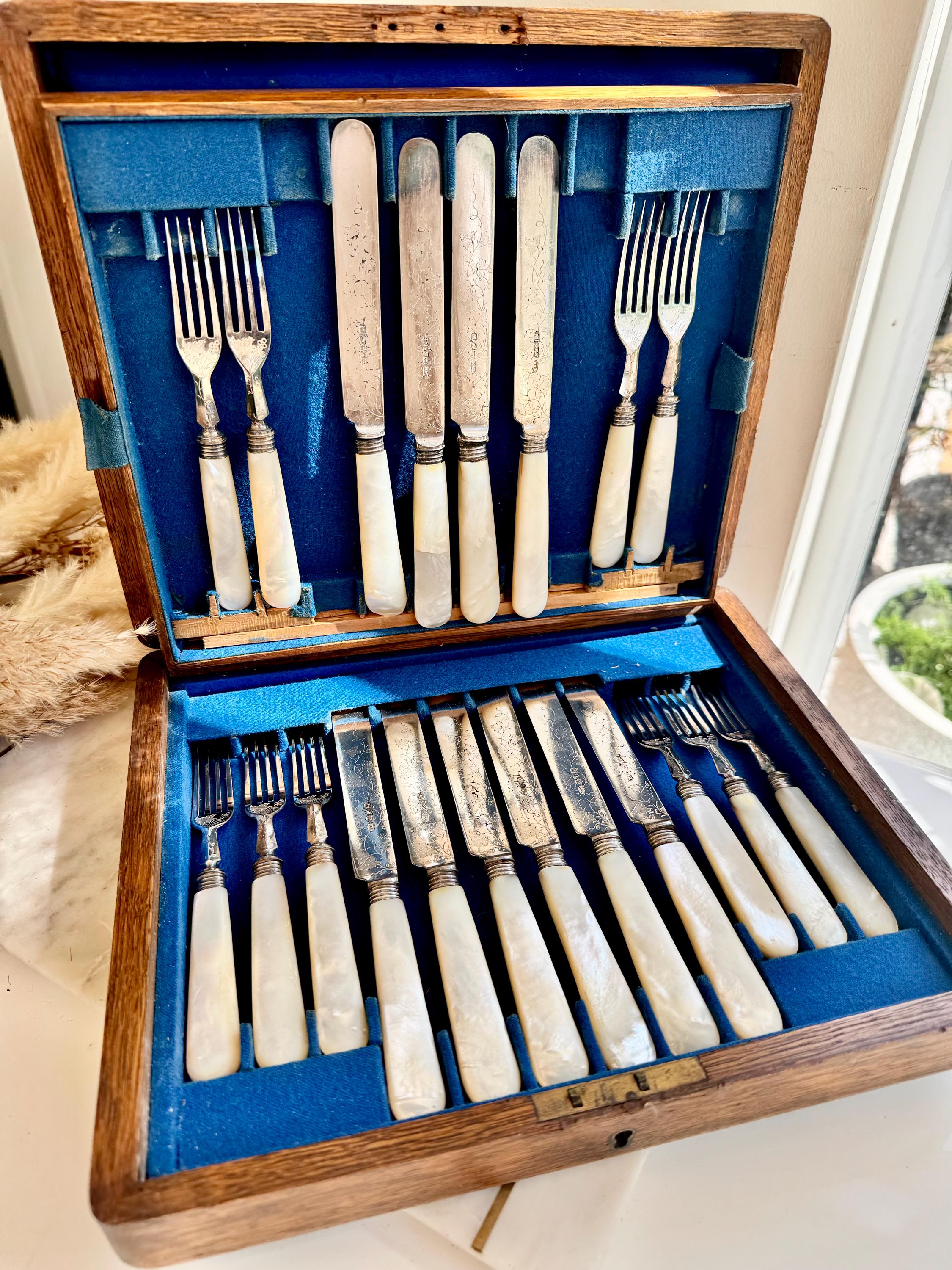 Antique Mappin & Webb Cutlery Set – Mother of Pearl Handles – C