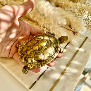 Brass Turtle Trinket Box – Vintage Lidded Figurine with Hinged Shell