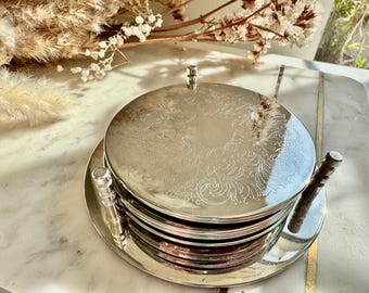 ヴィンテージシルバーナプキンリングセット（リボン付き、6個