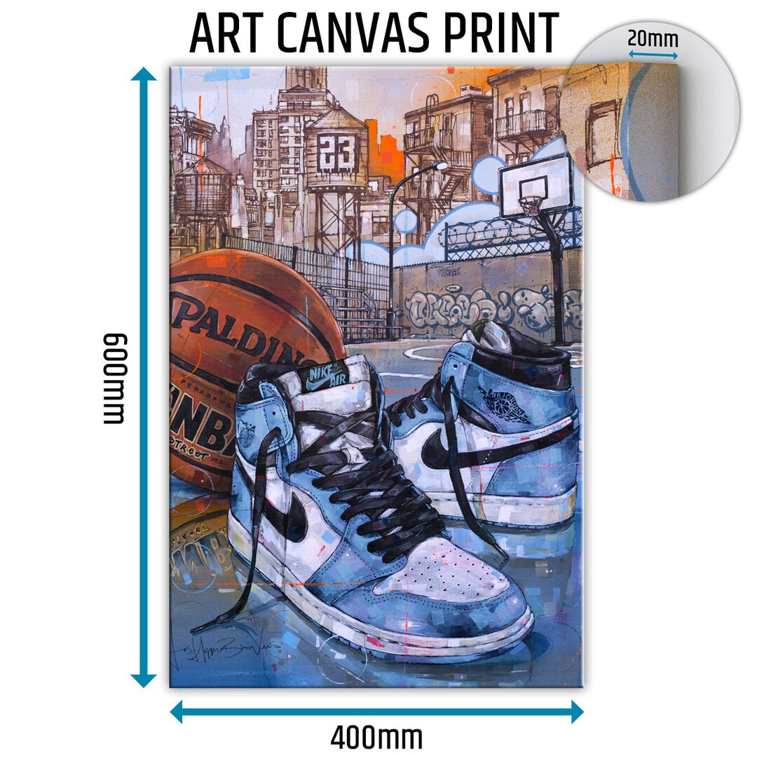 Air Jordan 1 Basketball University Blue Canvas 40x60 Cm Etsy