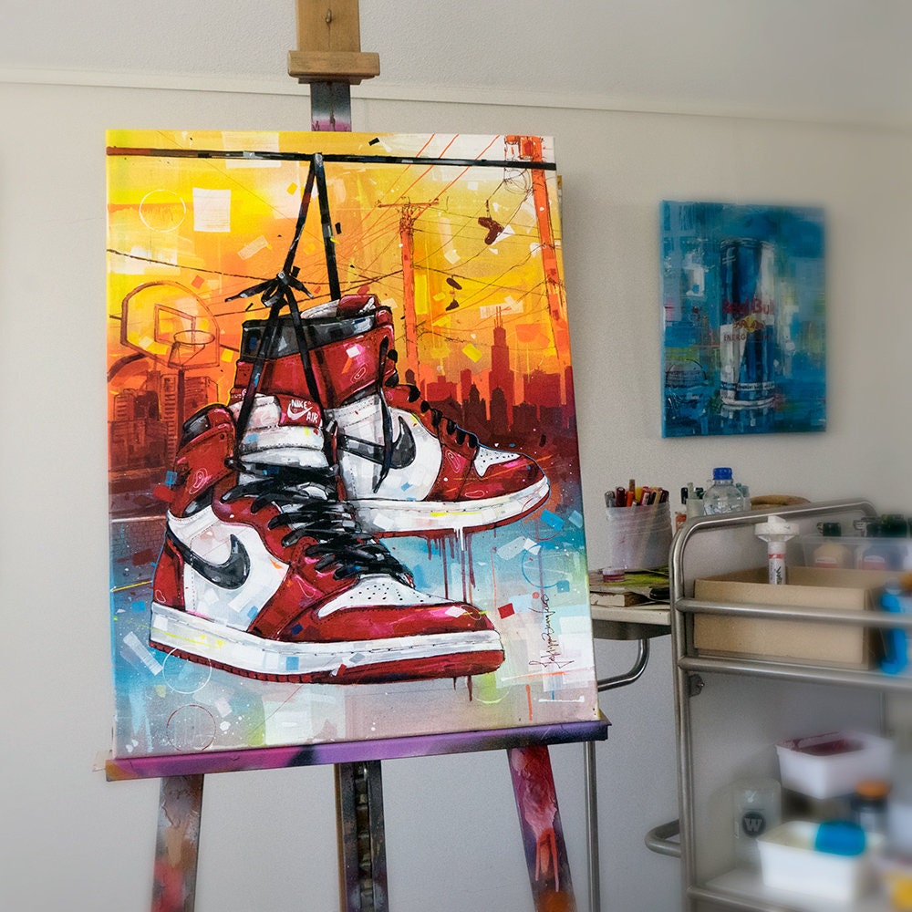 Air Jordan 1 Powerlines Chicago Painting 60x80 Cm - Etsy Air Jordan 1 Powerlines Chicago Painting 60x80 Cm - Etsy