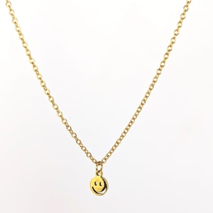 Smiley Gesicht Halskette, vergoldete Halskette, glückliches Gesicht Kette, Gold Halskette, Emoji Lächeln Halskette, Silber Lächeln Halskette, Smiley Geschenk