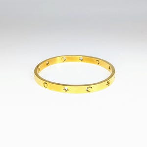 Gold Plated Stars and Moon Bangle Bracelet