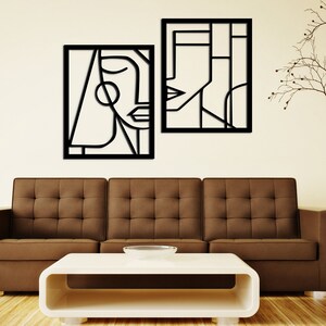 Wood Wall Art  Minimalist Woman and Man | Modern Wall Hanging | Home Decor | Interior Design | Gift for Her