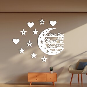 Autocollant Mural Nursery "I Love You To The Moon And Back" - Décalcomanie Vinyle, Neuf, RexburgVinyl