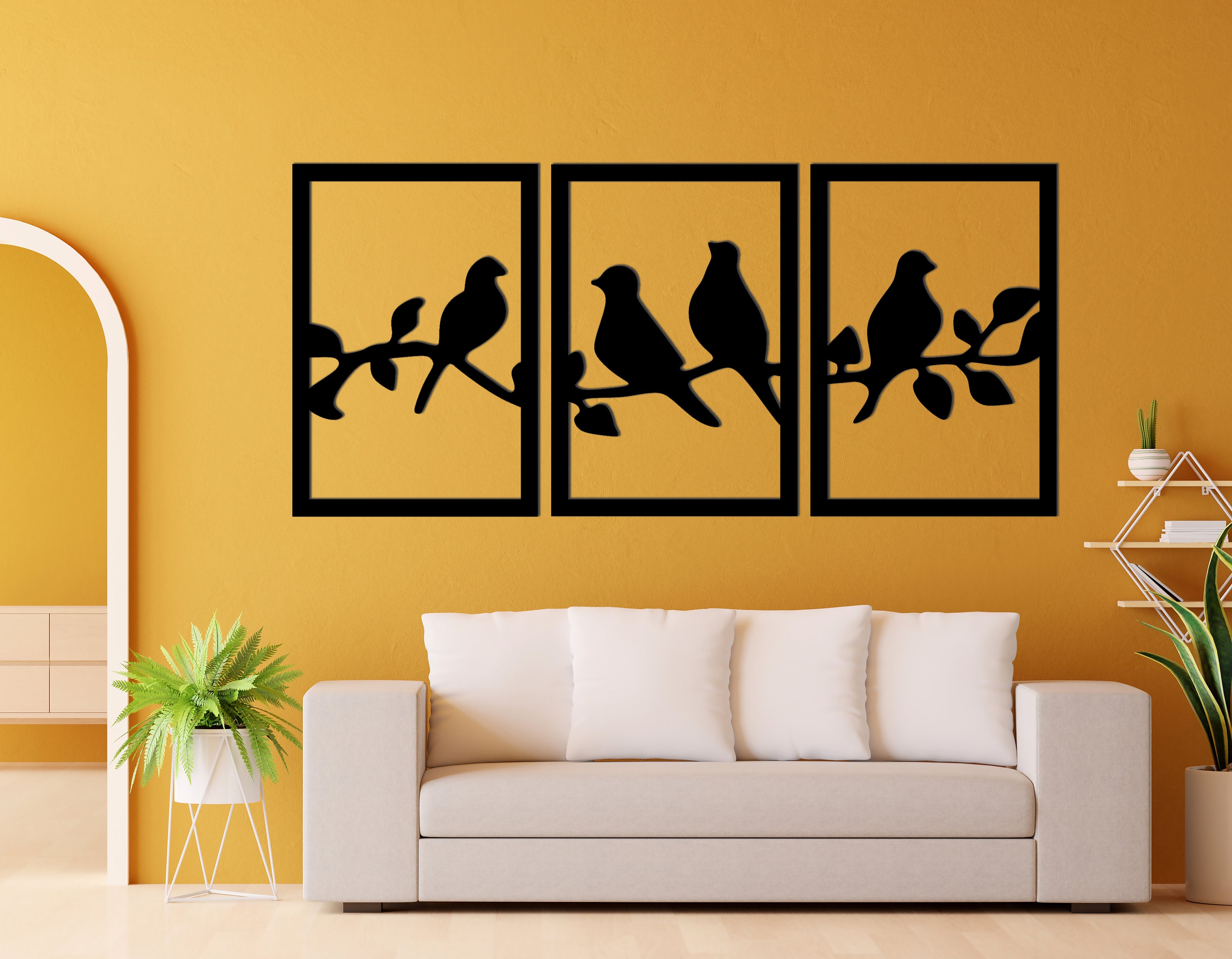 Birds on the Branch Wood Wall Art Wooden Wall Decor Birds Etsy