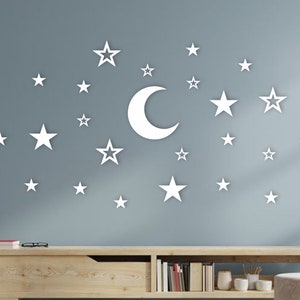 Moon and Stars Wood Wall Decor | Nursery Wall Art | Nursery Gift | Baby Room Wall Art | Kids Room Wall Art | Gift For Kids | Christmas Gift