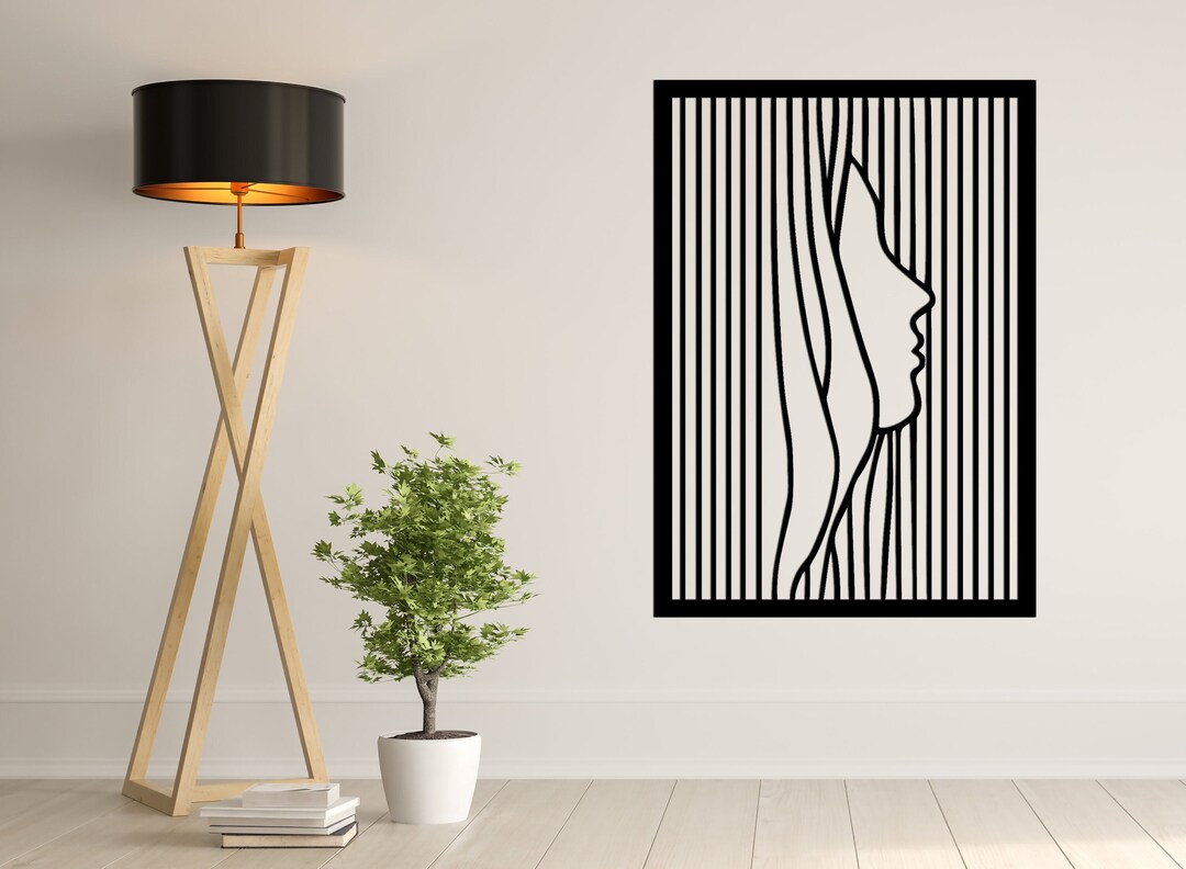 3 Pieces Minimalist Abstract Wall Art Women Face with Flower Line Drawing Wall Sculptures Aesthetic