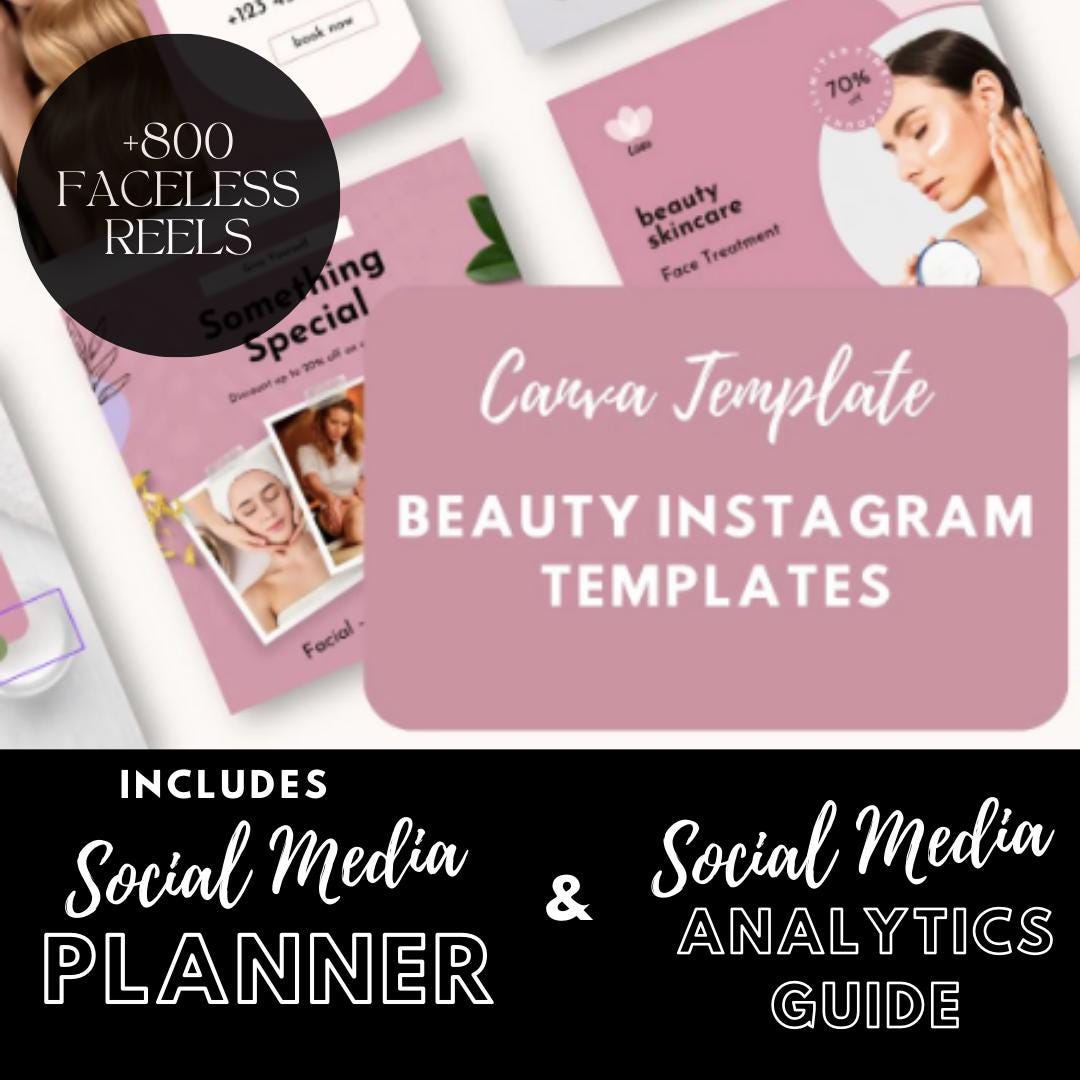 Beauty Instagram Templates Canva | Social Media Kit for Salons ...